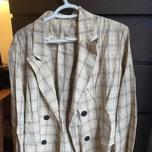 SHEIN NWOT Plus Plaid Double Button Blazer